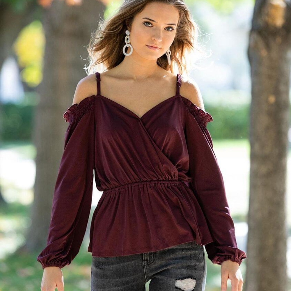 Cold Shoulder Peplum Top